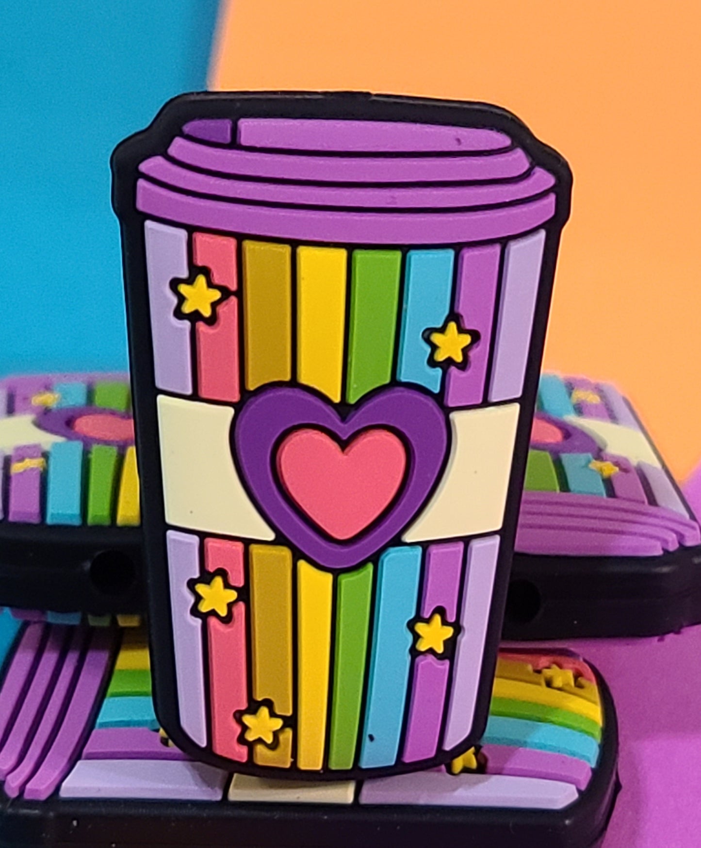 Colorful Coffee Cup Silicone Focal Bead