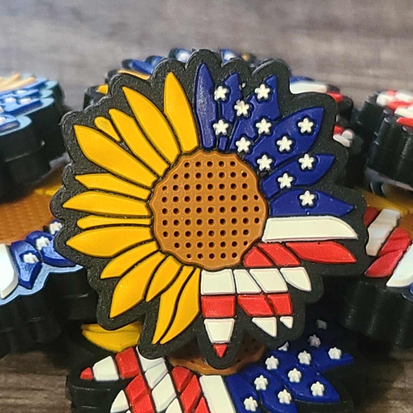 American Flag Sunflower Focal Bead