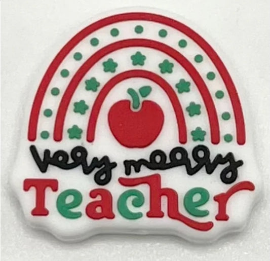 Very Merry Teacher Silicone Focal Bead