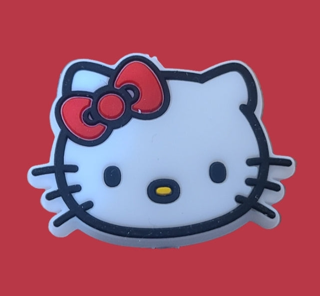 HK Kitty Head / Face With Red Bow Silicone Focal Bead