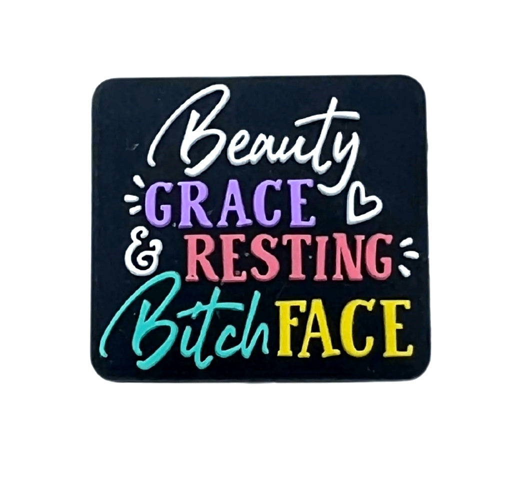 Beauty Grace & Resting Bitch Face Silicone Focal Bead