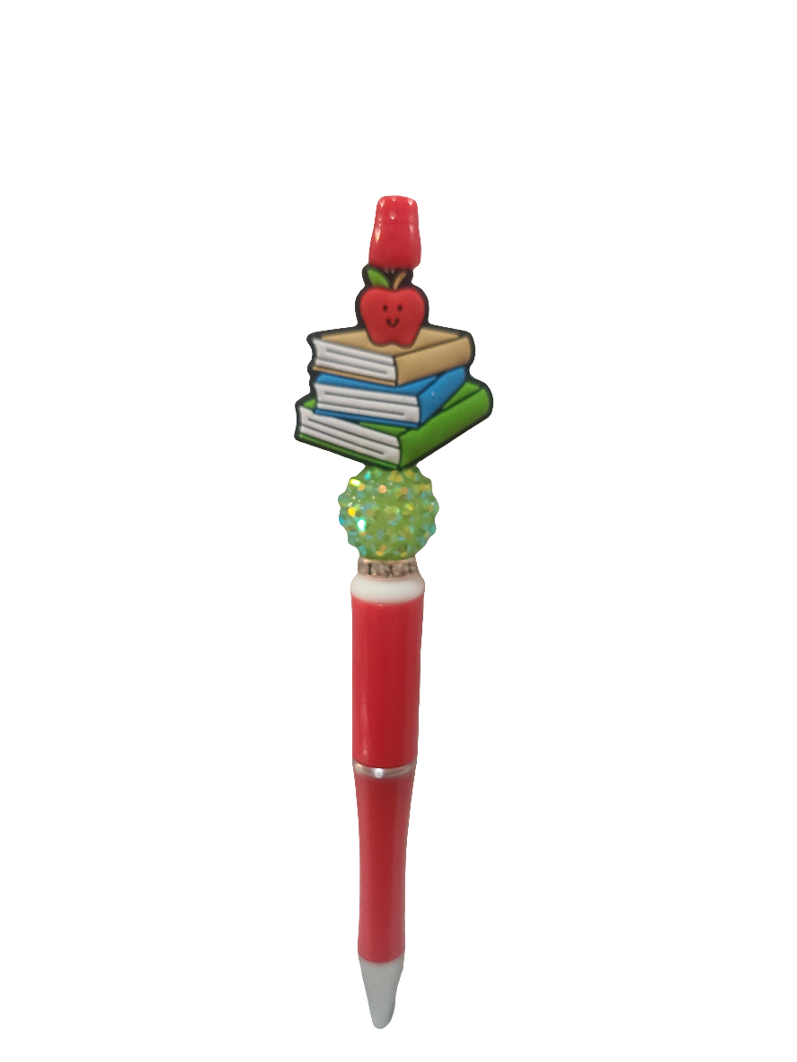 Books And Apple Beaded Pen