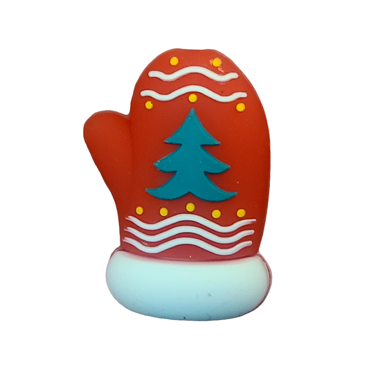 3D Christmas Mitten Silicone Focal Bead