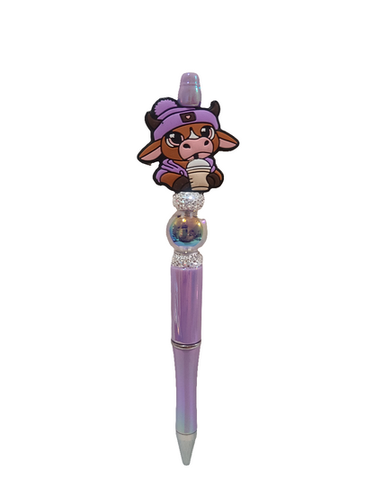 Purple Boujee Heifer Beaded Pen