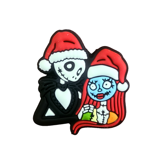 Christmas Jack & Sally Silicone Focal Bead