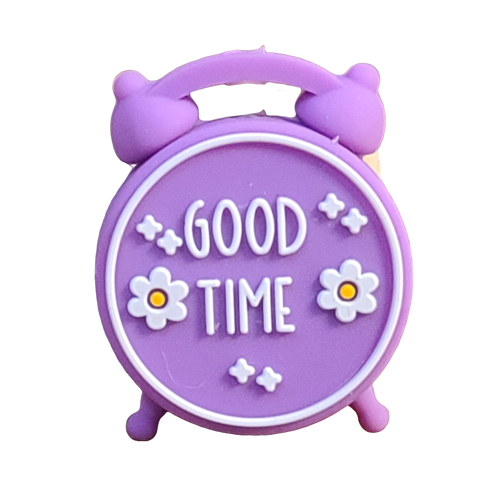 3D Good Time Purple Alarm Clock Silicone Focal Bead