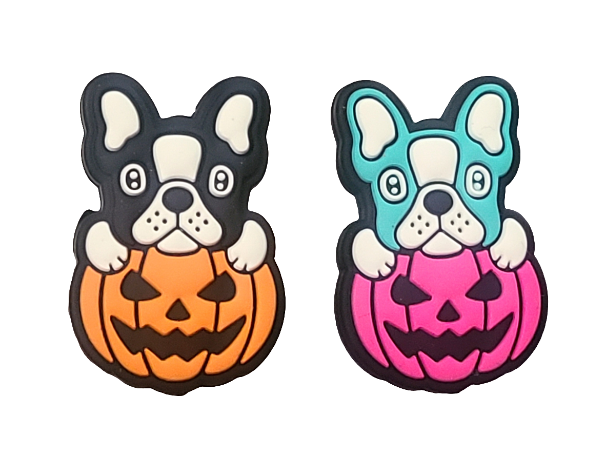 Frenchie Puppy in Pumpkin Silicone Focal Bead