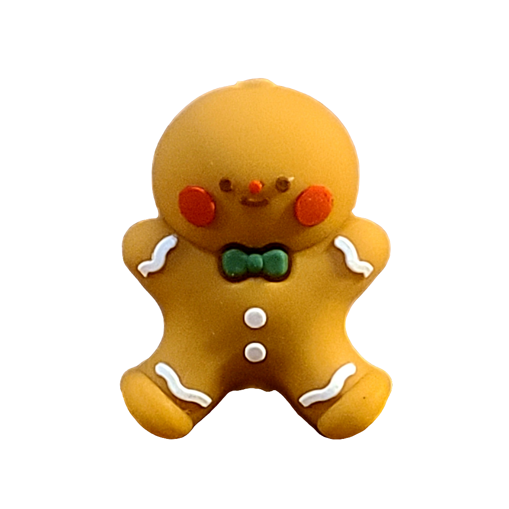 3D Gingerbread Boy Man Silicone Focal Bead