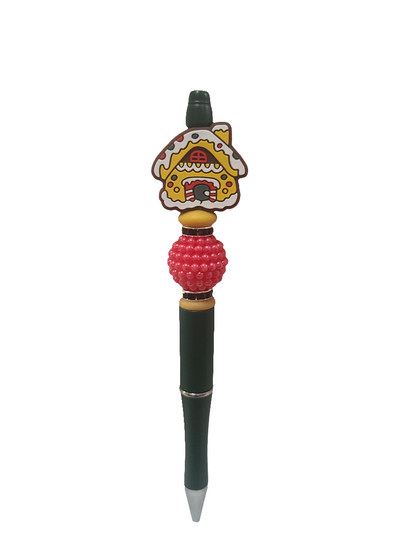 Gingerbread House Beaded Pen