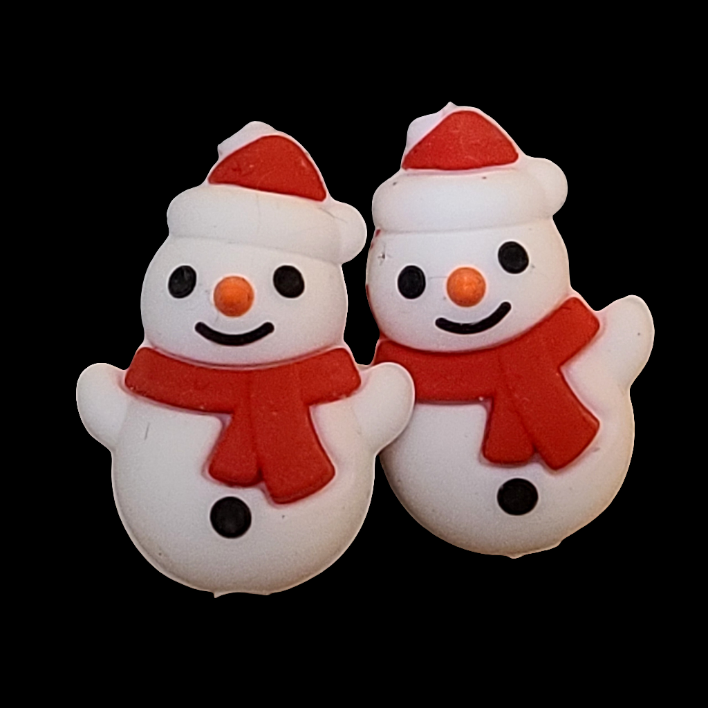 3D Snowman Silicone Focal Bead