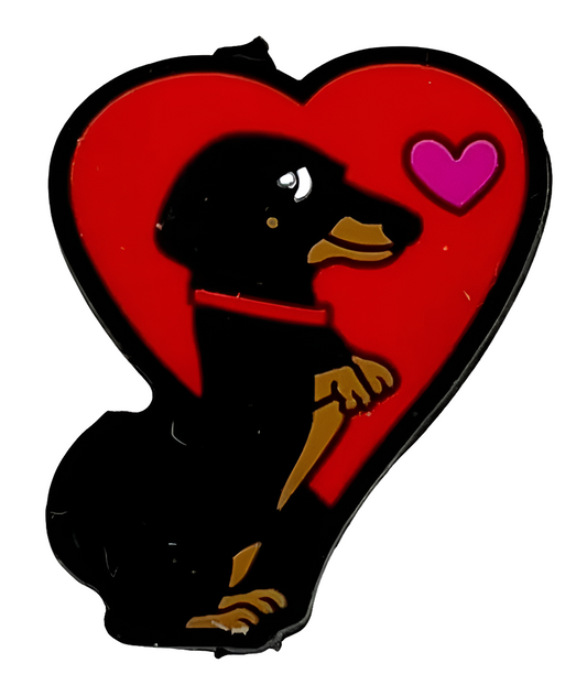 Dachshund Dog / Puppy In Front of Heart ❤️ Silicone Focal Bead