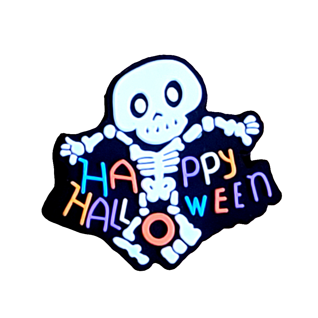 Happy Halloween Skeleton Silicone Focal Bead