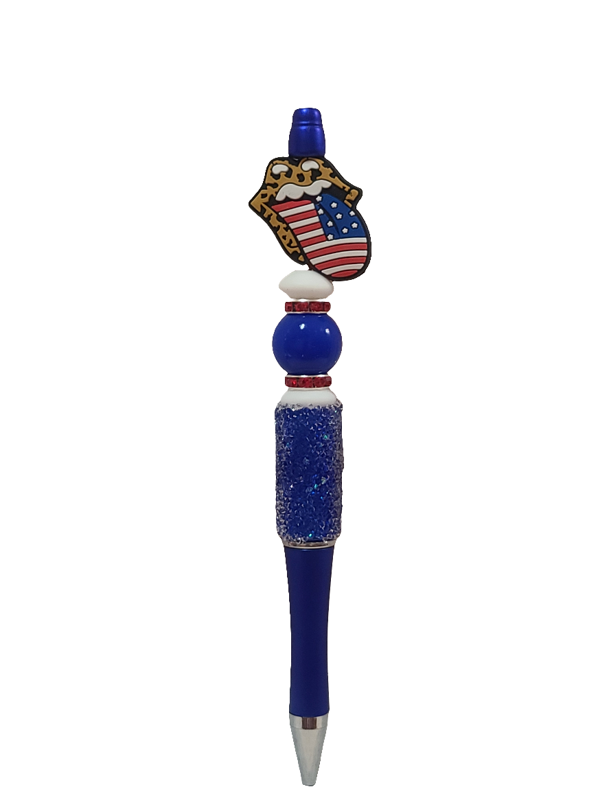 USA Mouth Tongue Beaded Pen