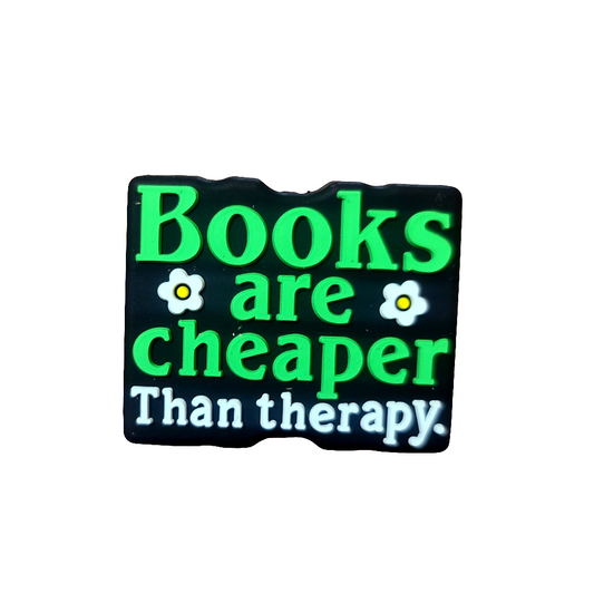 Books Are Cheaper Than Therapy Silicone Focal Bead