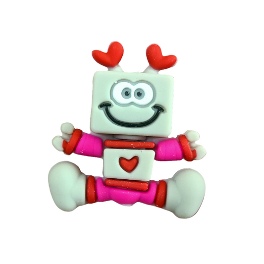 3D Heart Robot Silicone Focal Bead