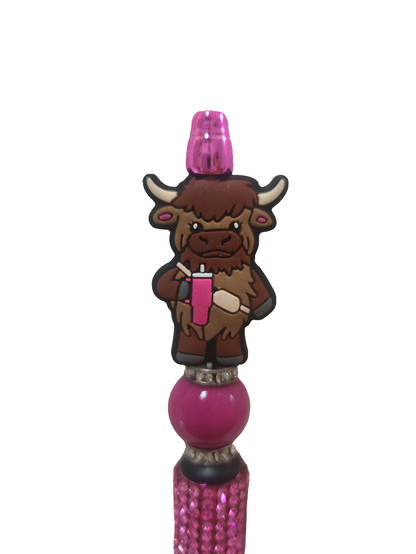 Boujee Heifer With Tumbler On Beaded Rhinestone Pen