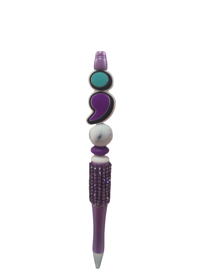 It's Okay Not To Be Okay Semicolon Beaded Purple Rhinestone Pen