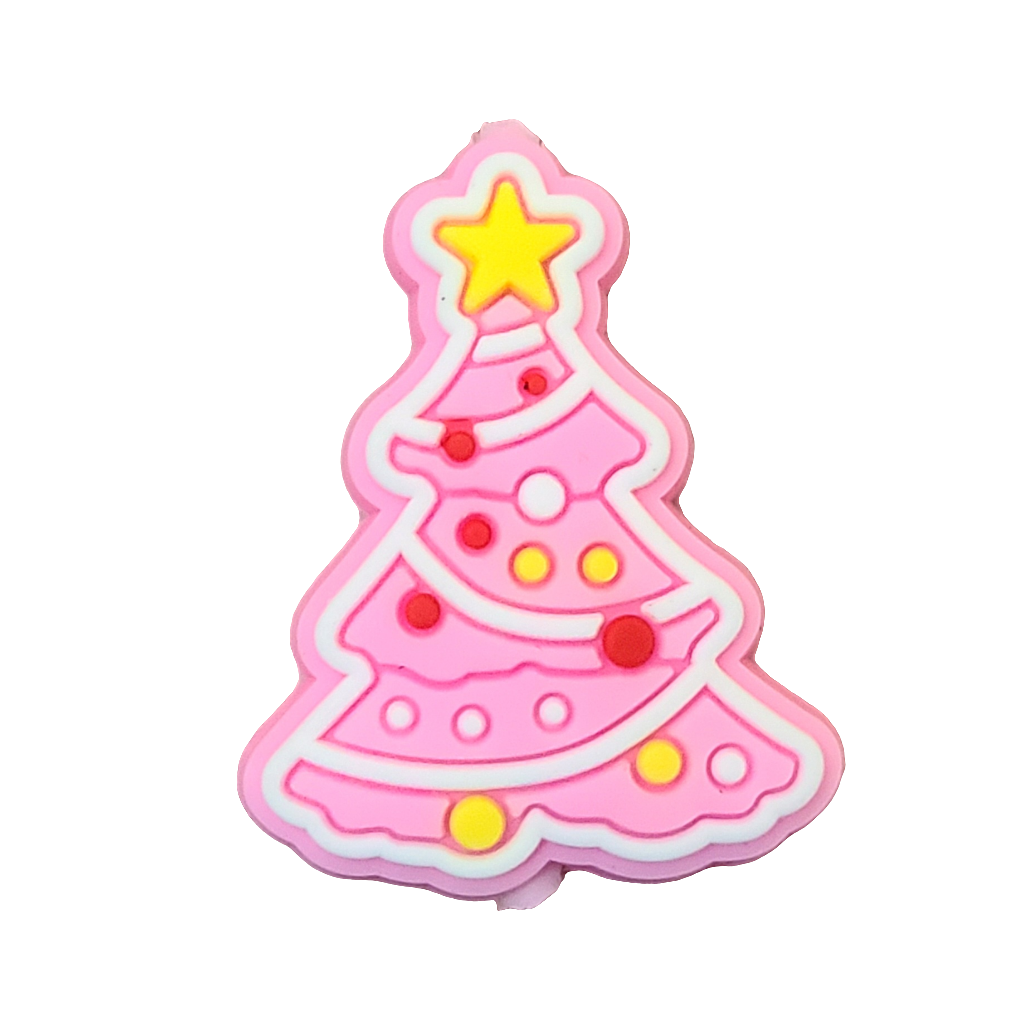 Pink Christmas Tree Silicone Focal Bead