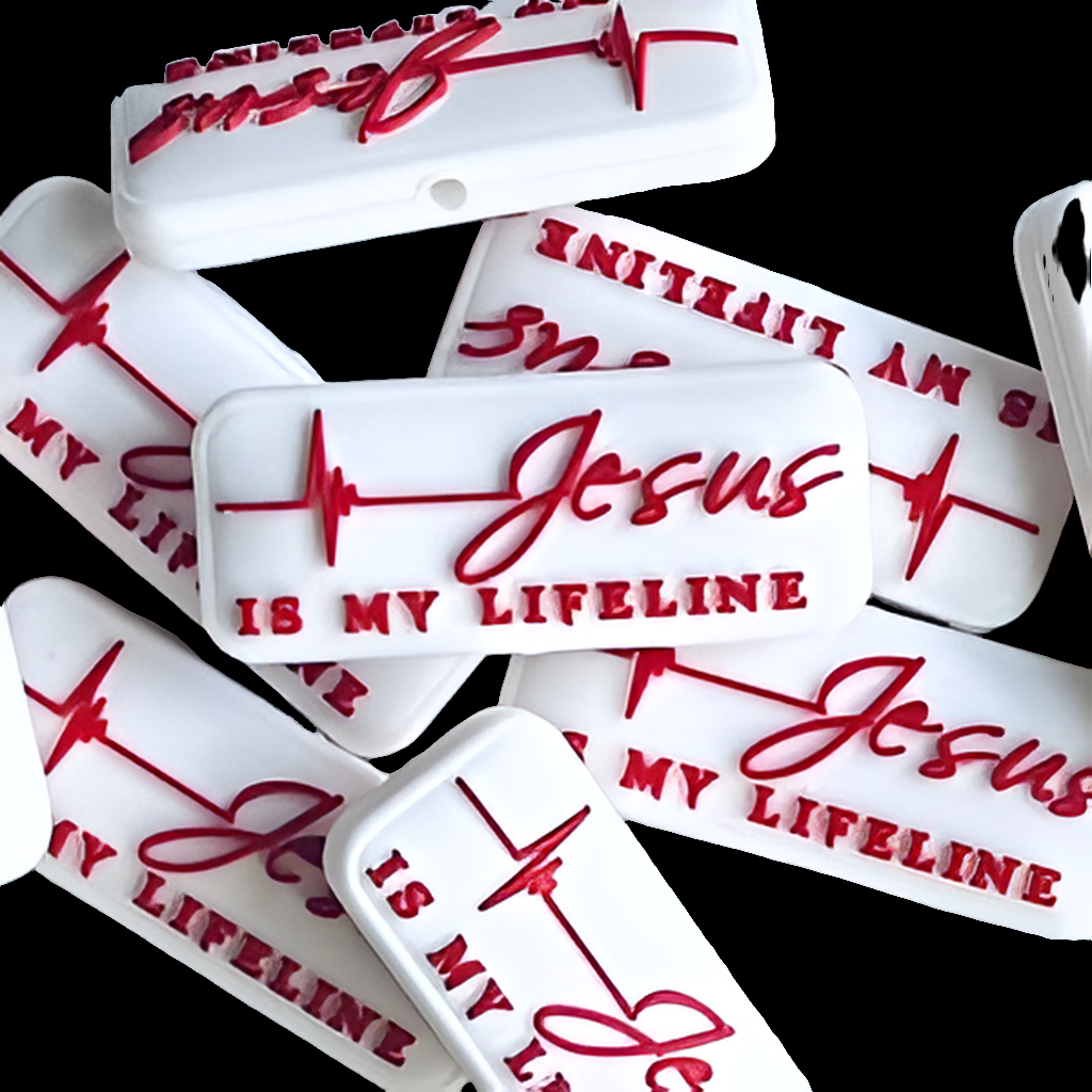 Jesus Is My Lifeline Silicone Focal Bead