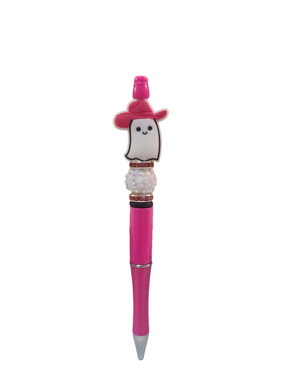 Pink Cowgirl Ghost Beaded Pen