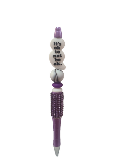 It's Okay Not To Be Okay Semicolon Beaded Purple Rhinestone Pen