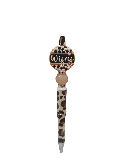 Leopard Print Wifey Beaded Pen