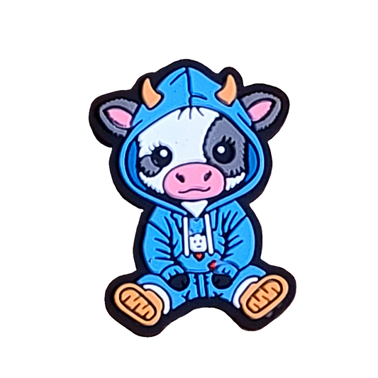 Cow In Blue Sweats Sweat Suit Hoodie Silicone Focal Bead