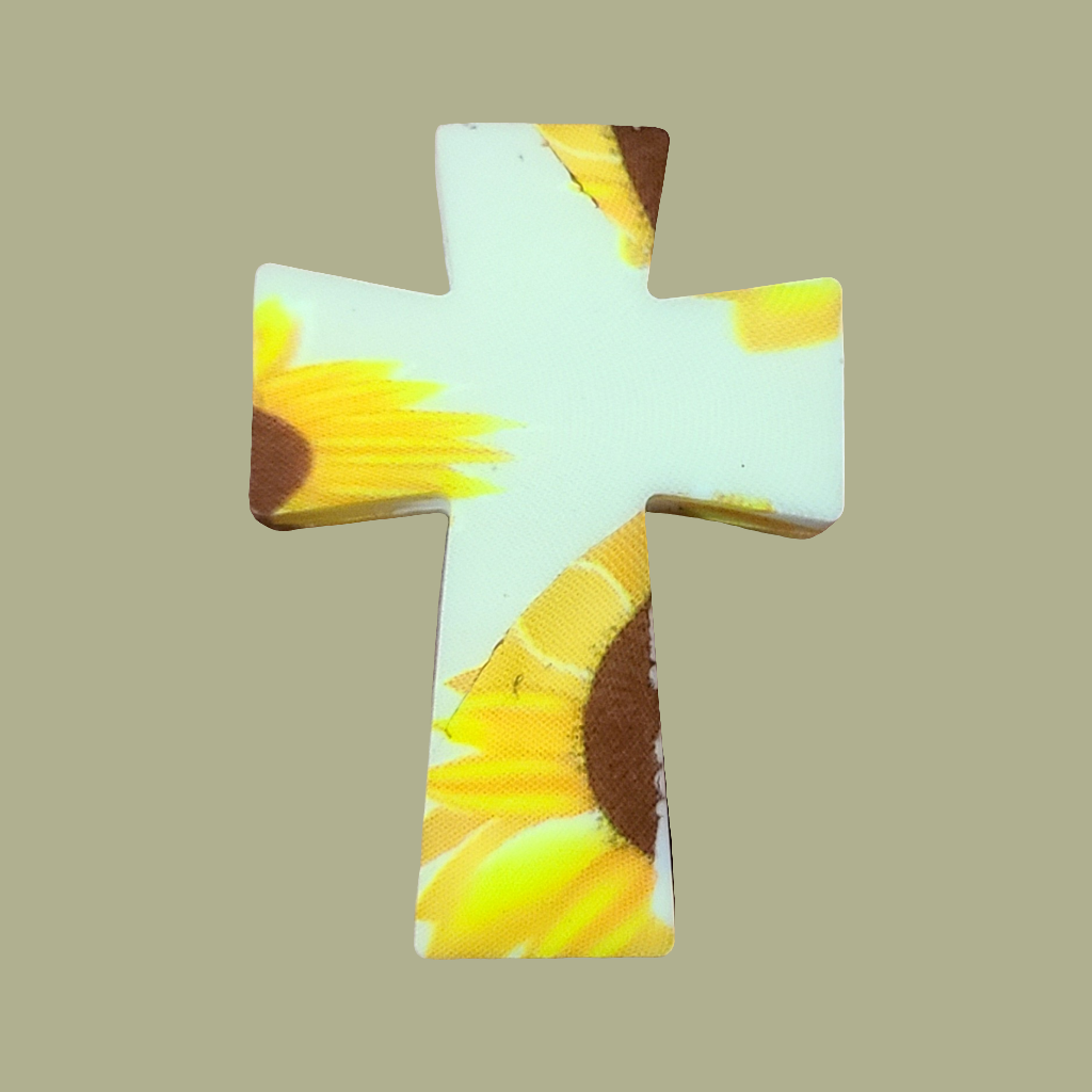 Sunflower Cross Silicone Focal Bead