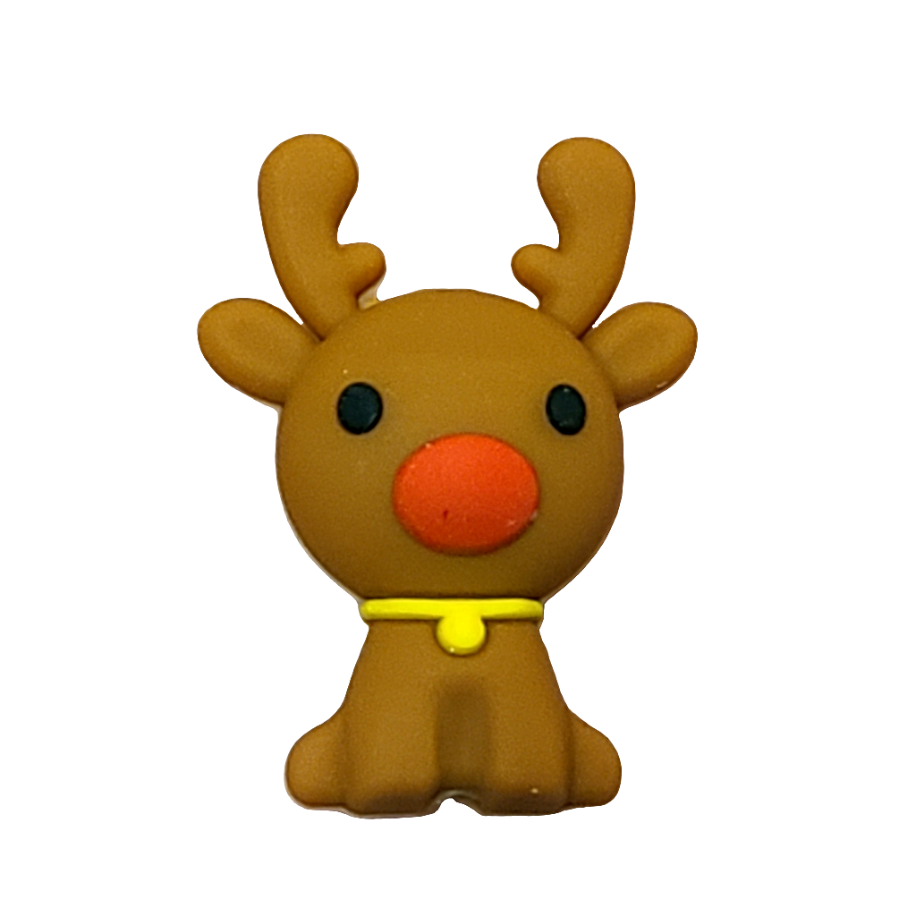 3D Rudolph Red Nose Reindeer Silicone Focal Bead