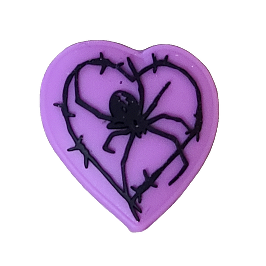 Black Spider in Purple Heart Silicone Focal Bead