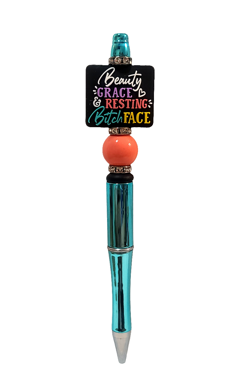 Beauty Grace & Resting Bitch Face Beaded Pen