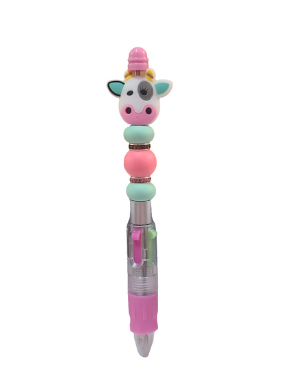 Pink Cow Multiclick Beaded Pen