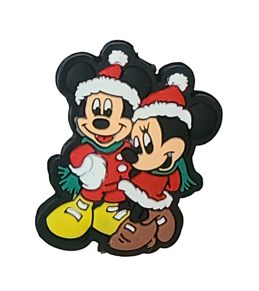 Christmas Mickey and Minnie Silicone Focal Bead