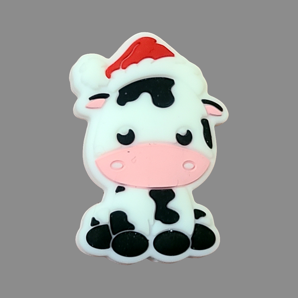 Christmas Cow Silicone Focal Bead