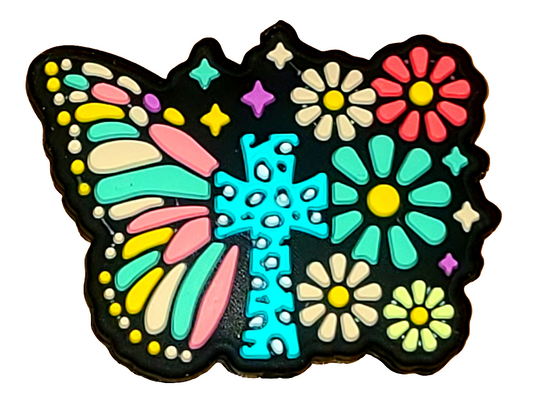 Floral Butterfly Cross Focal Bead 