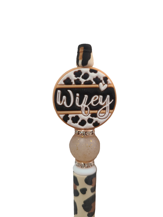 Leopard Print Wifey Beaded Pen