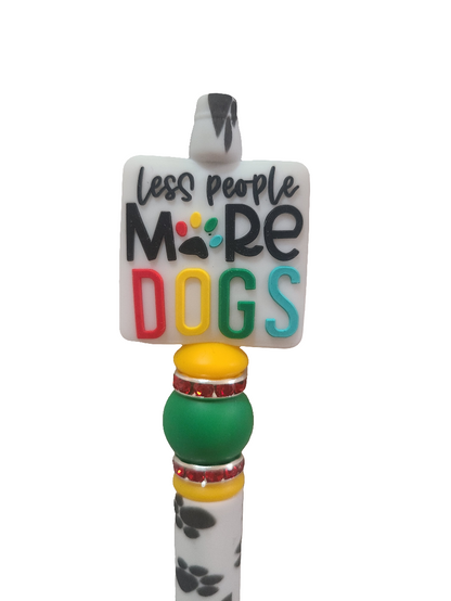 Less People More Dogs Beaded Paw Print Pen