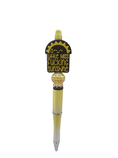 Little Miss Fucking Sunshine Beaded Yellow Ombre Pen