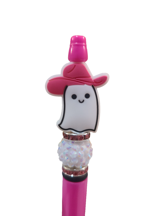 Pink Cowgirl Ghost Beaded Pen