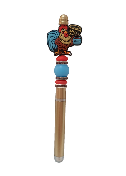 Morning Yall! Rooster Stylus Beaded Pen