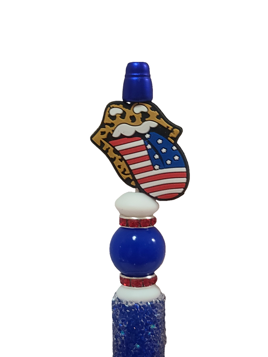 USA Mouth Tongue Beaded Pen