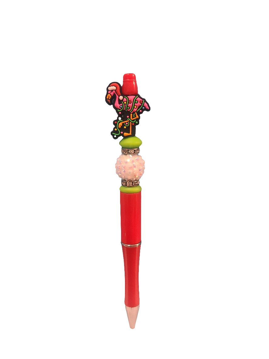 Christmas Flamingo Beaded Pen