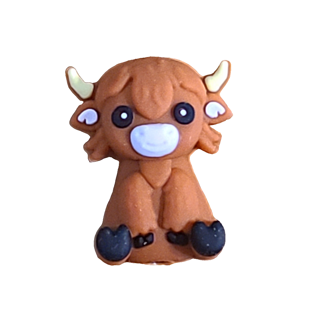 3D Brown Cow Silicone Focal Bead