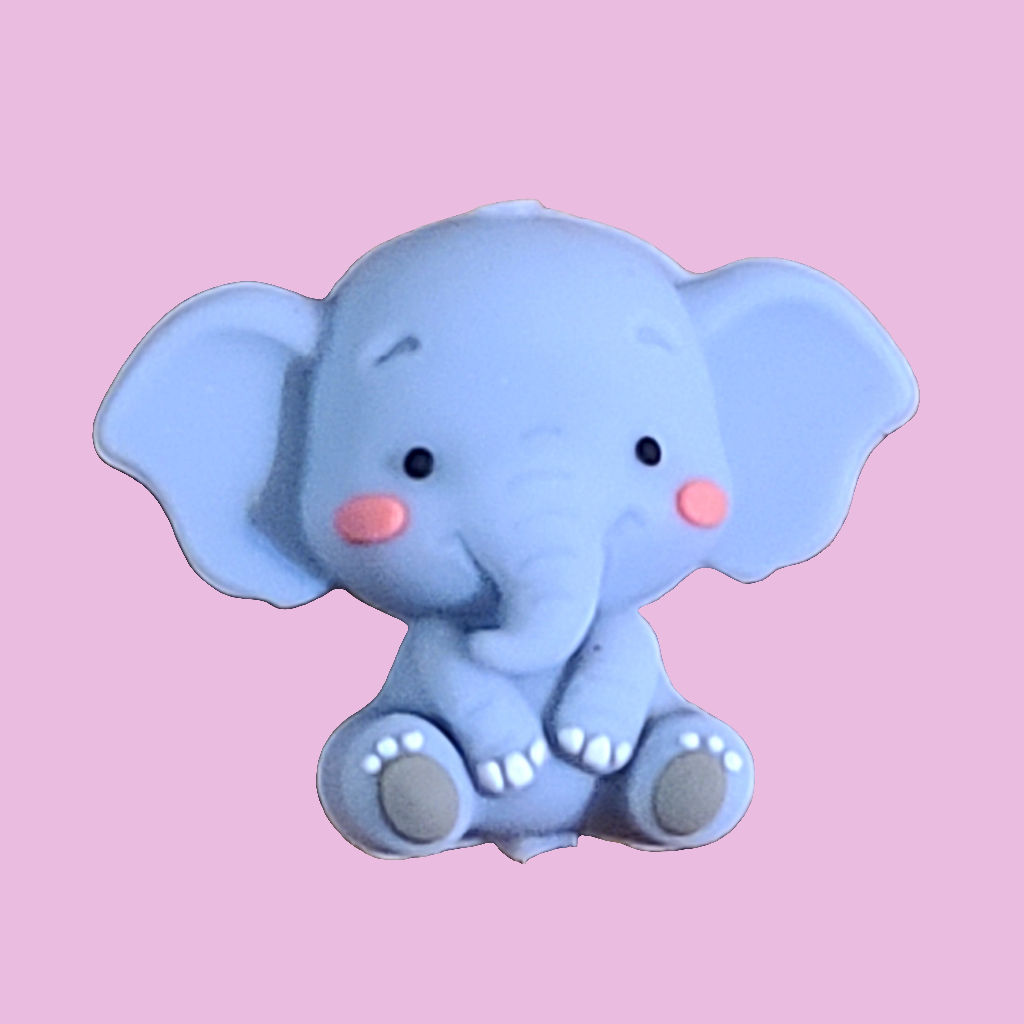 3D Baby Elephant Silicone Focal Bead