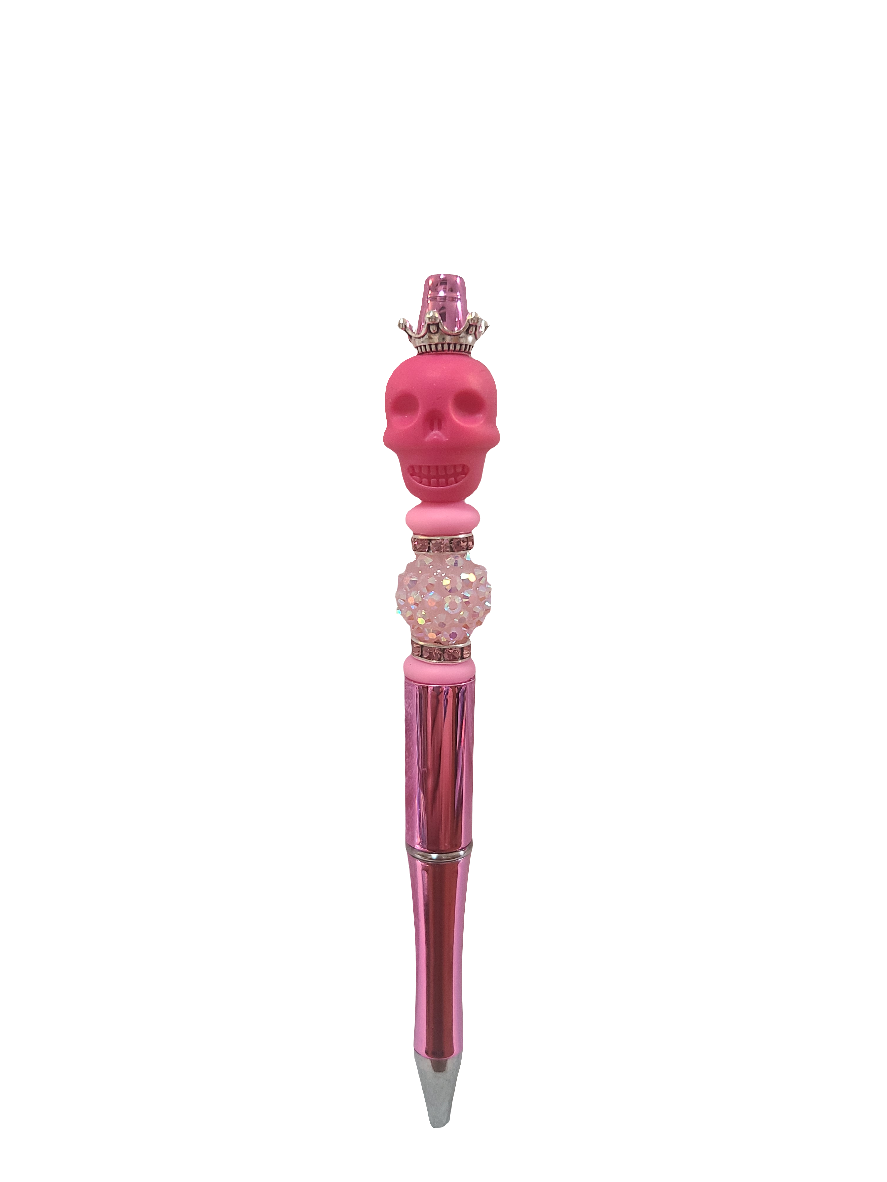 Pink Skull Beaded Pen