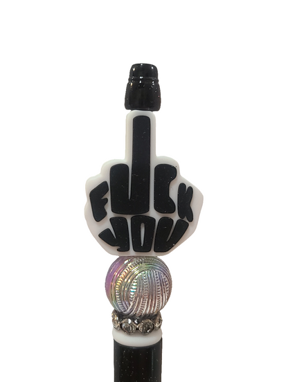 F*ck You Middle Finger Beaded Pen Black