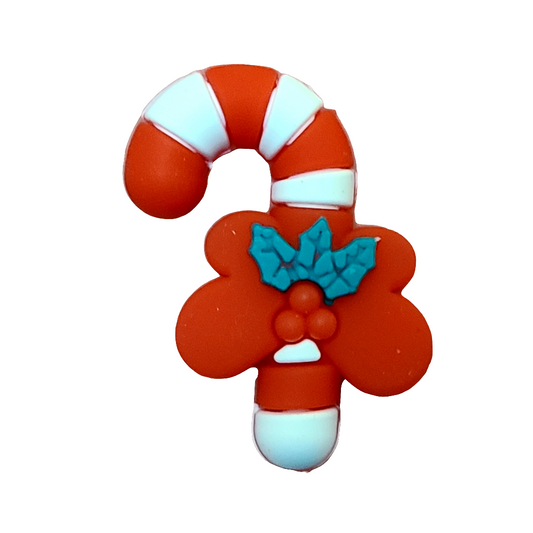 3D Candy Cane Silicone Focal Bead