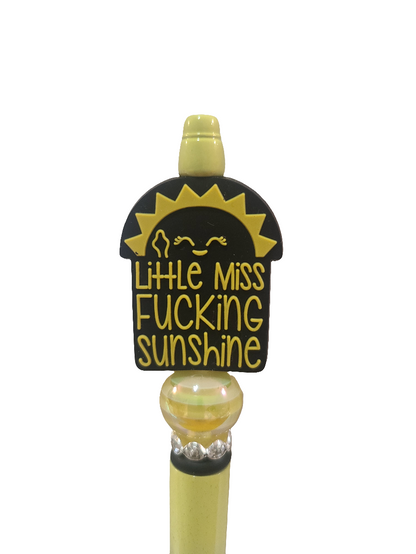 Little Miss Fucking Sunshine Beaded Yellow Ombre Pen