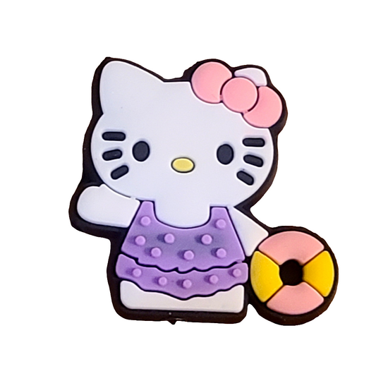 Summer HK Kitty In Bathing Suit Silicone Focal Bead