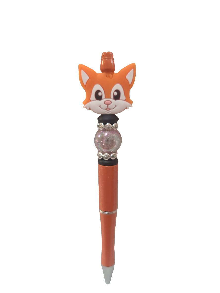 Orange Cat Beaded Pen